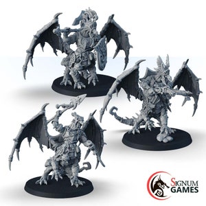 Draconid Knights set, Warriors Fighters Knights Characters Miniatures, 32mm 28mm 3D Printed Minis, Tabletop RPG Wargame Dingeons and Dragons
