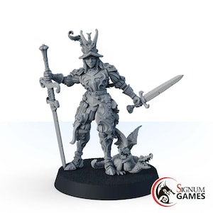 Guard with Two Swords, the Red Falcon Infantry Fantasy Miniatures, Dungeons and Dragons Wargames, Knight Miniature 3D Printed Fantasy Mini