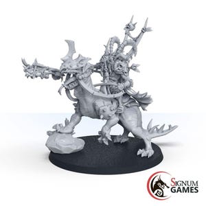DnD Orc Shaman Miniatures, Dark Swamps Hero, Strong & Flexible High Quality Resin Miniatures, Vartar the Dark, Shaman on the Varantor