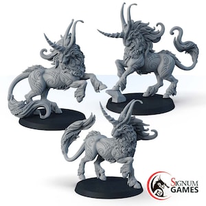 Magische fantasiewezens, strijd tegen eenhoorns, 28 mm (32 mm) 3D-geprinte miniaturen, tabletop-RPG DnD Mini
