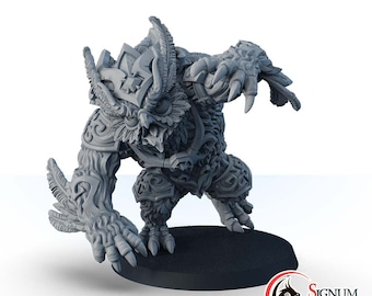 Fantasy Miniatures Furious Owlbear, Owlbear Miniature Dungeons and Dragons Miniature Gift, Druid Beast Form