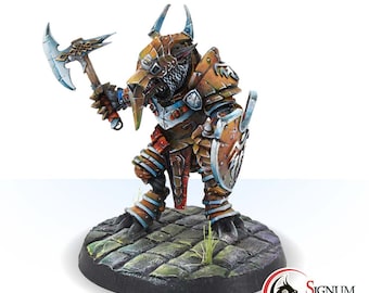 Fighter Warrior Wolfen Miniature, Roar the Ironsides, Painted Miniature Werewolf Miniature Tabletop Miniature DnD Gift Idea