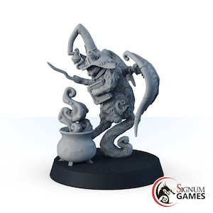 Cat Wizard with Cauldron, Mini Monster Mayhem Printed Miniature, Dungeons & Dragons, Wizard Sorcerer Cat, Cat Folk Sorcerer Miniature