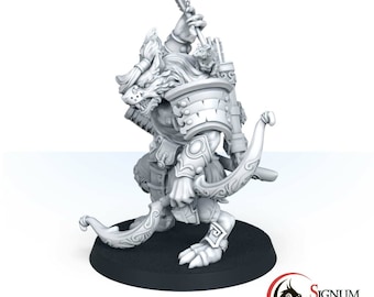 Fantasy Wolfen Archer Miniature, Wolf Unpainted Epic Miniatures, Masaru, the Poisonous Arrow, Miniature Tabletop Miniature DnD 32mm 28mm