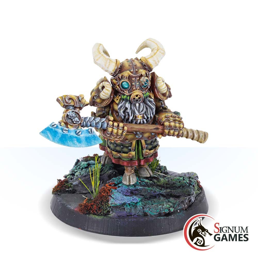 Dwarf-mech Warrior Miniature, Greer the Stubborn, Dungeons and