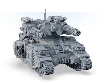 Nemesis Battle Tank with Gatling Cannons, 28mm Scale 3D Printed Painted Mini, Tabletop TTRPG RPG Wargame Board Game
