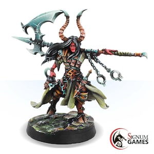 32mm Tiefling Berserk Miniature, Tabletop Unpainted RPG, 3D Resin Dungeons and Dragons Mini,Barestine the Fearless, Tiefling DnD Miniature