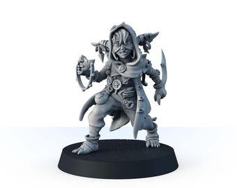 人間オークの魔術師DNDミニチュア、魔法使いのウォーロックミニフィギュア、ローグTTRPGファンタジーキャラクター