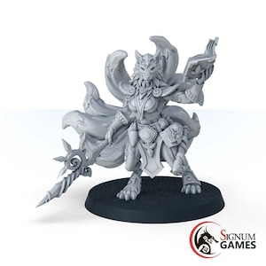 Female Kitsune Sorceress, Kitsune Fox Resin Miniature, Hitomi the Kitsune Clan, 3D Print TableTop RPG Gaming Figurines, Dungeons and Dragons