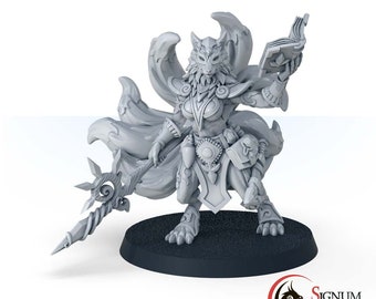 Female Kitsune Sorceress, Kitsune Fox Resin Miniature, Hitomi the Kitsune Clan, 3D Print TableTop RPG Gaming Figurines, Dungeons and Dragons