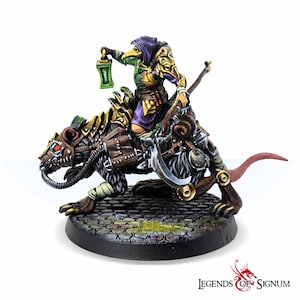 DnD Rat Rider Miniatures, 32mm 28mm Scale Plague Reaper Fantasy Miniature, 3D Resin Tabletop RPG Mini, Unpainted Dungeons and Dragons Minis