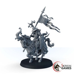 Bannerman of Plague Legions, Human Undead Fighter Rider Warrior Gladiator 32mm 28mm Scale Painted Miniature, Tabletop RPG DnD Game Character