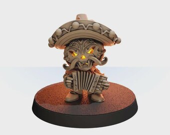 Halloween DND 3D printed miniature, fantasy musician Alfonso wargame figure, Mariachi with Concertina tabletop character