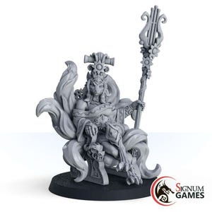 DND Hexe Miniatur Fumiko, Kitsune Prinzessin der ewigen Weisheit Zauberer Figur, 3D gedruckter 28 mm Zauberer Charakter, Zauberer Mini Tabletop