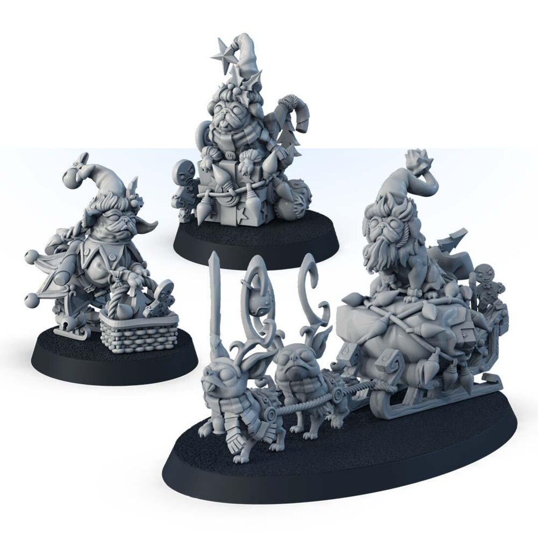 Rpg Pug Christmas Pugs, Pug Miniature for D&D Christmas Miniature, Minis for ...