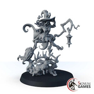 DND Wizard Miniature, Female Human Warlock, Unpainted Miniature, Cruella, the Young Witch modern tabletop games, Charming witch miniature