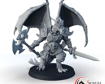 Draconid Warrior with Poleaxe, Draconid Berserk Fighter Paladin Warrior, 32mm 28mm Scale 3D Printed Painted Miniature, Tabletop RPG DnD Game