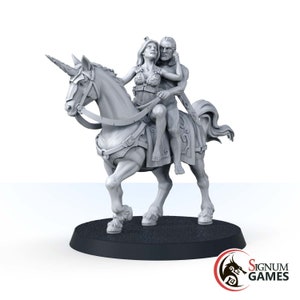 Unicorn Riders, Witch Hunter, Magic Night, 32mm 28mm Scale 3D Printed Painted Miniature, Tabletop RPG Dungeons and Dragons Game