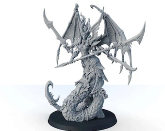 Demon Princess of Pain Grimdark 3D printed miniature, female warlord wargame TTRPG character, war game sci fi warrior figure