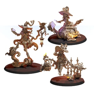 Large Scale wizard miniature horror set, 32mm Fantasy Figures Halloween witch figure, Collectible Models Pack, 3D mage Mini DnD RPG Game