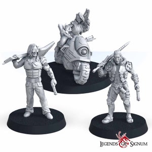 3Pc Fantasy Mniature Set, Human Rangers 32mm Scale DnD Miniature, Mercenaries of the Neon City, Dungeons and Dragons Set, Tabletop RPG Mini