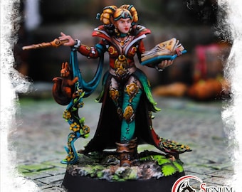 The Summer Forest Sorcerer DND miniature, Lady Fay Witch Painted figure, Human Female Mage Warlock Wizard, 32mm 28mm Scale TTRPG gift