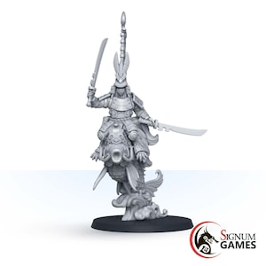 Kitsune Warrior Miniatures, Kiyoshi 32mm 28mm Resin Fox Miniatures, Kiyoshi Warrior River Spirits, TableTop RPG Miniature, Samurai Fighters