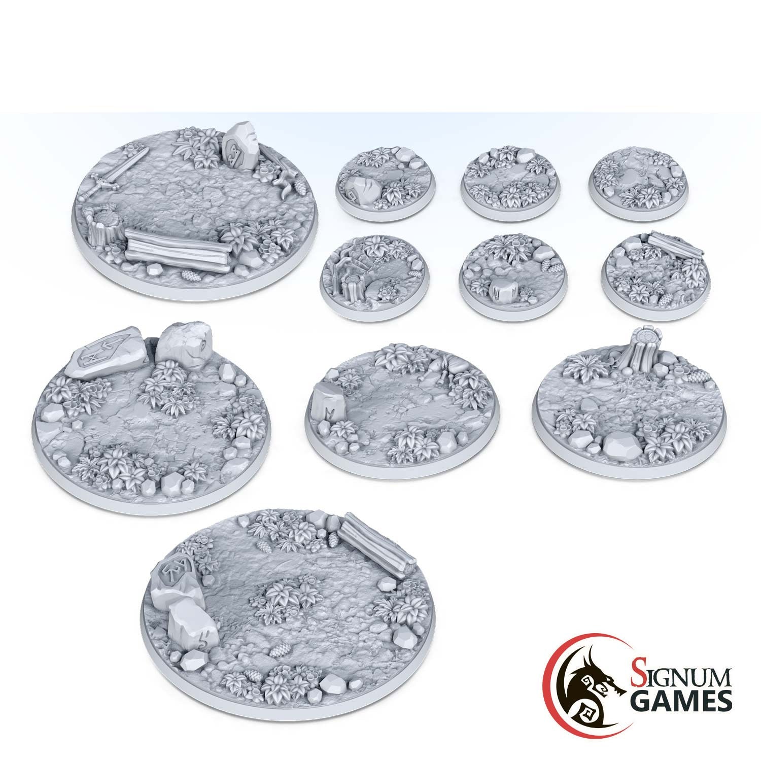 Caledonian Bases, Dungeons and Dragons TTRPG Game Base for Miniatures,  3D Printed Resin Elves Ruins Forest Base