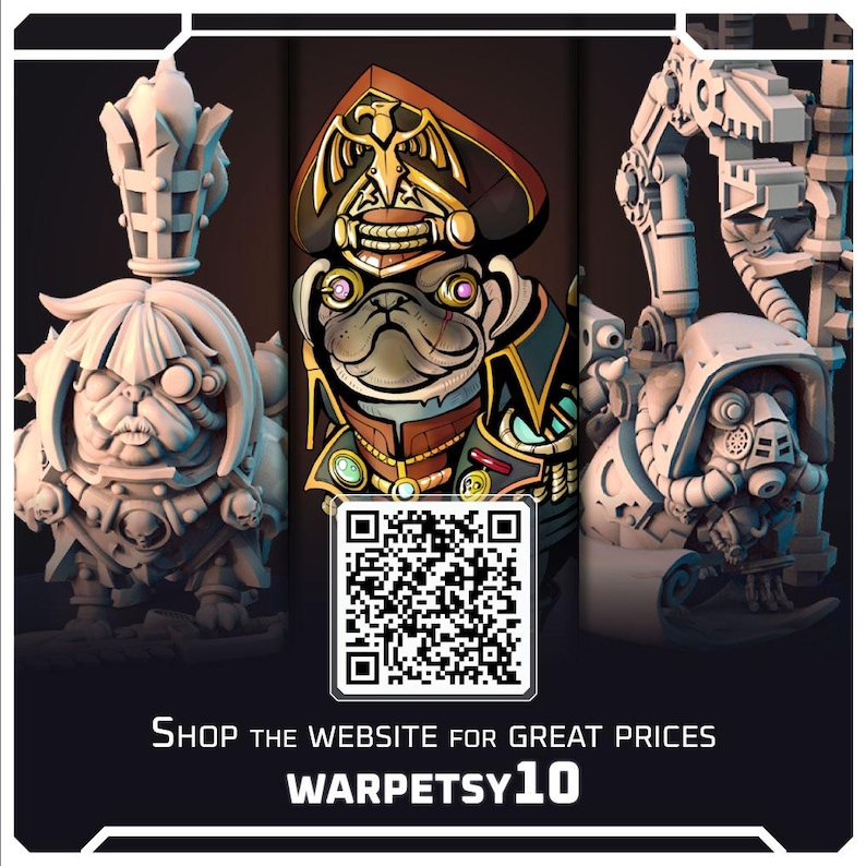 Rpg Pug Galaxy Conqueror Pugs, War Commander Warrior Paladin Pug, 32mm 28mm ...