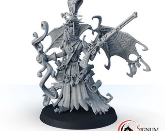 Zalar, the Flamebinder, Draconid Artificer Fighter Gunner Wizard, 32mm 28mm Scale Printed Painted Miniature, Tabletop RPG DnD Character