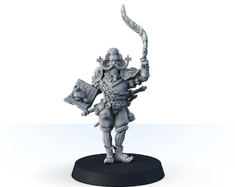 Commoner DND miniature of calligrapher with magical pen, fantasy 3d printed human mini figure