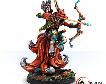 Kitsune Miniature Dungeons and Dragons Yutaka, the Elusive Archer, Kitsune Archer Clan 3D Printed Resin Tabletop Gaming, DnD Miniature