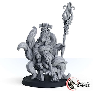 DND Zauberer Kitsune Miniatur Fumiko, Prinzessin der ewigen Weisheit Zauberer Figur, 3D gedruckter 28 mm Zauberer Charakter, Hexe Mini Tabletop