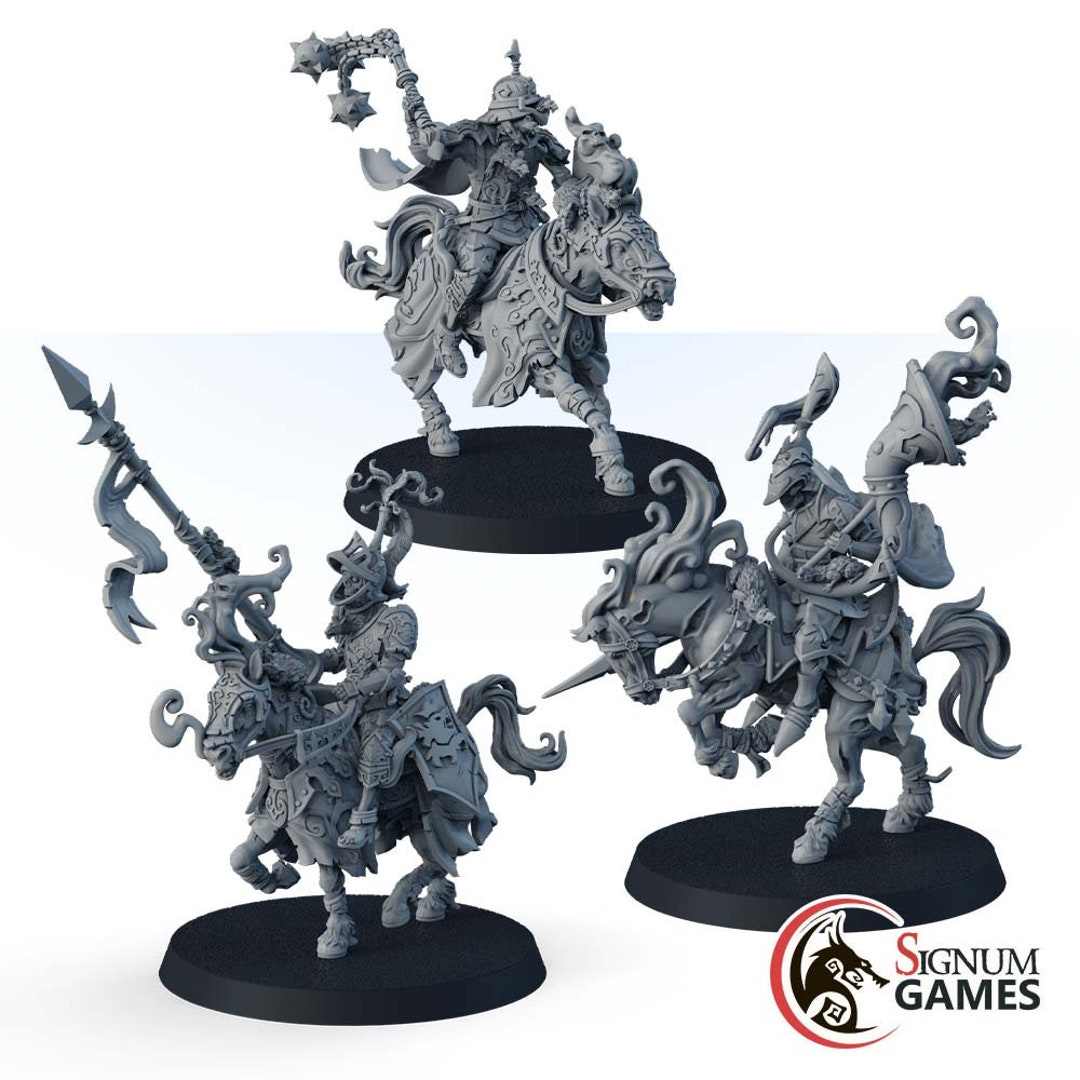Plague Riders Pack, Human Rider Undead Horse, 32mm 28mm Scale 3D ...