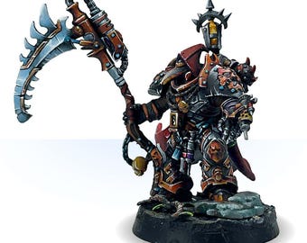 Fighter Plague Slayer Marine with Scythe Grimdark trench miniature, 3d printed RPG tabletop warrior character, Christmas Birthday gift