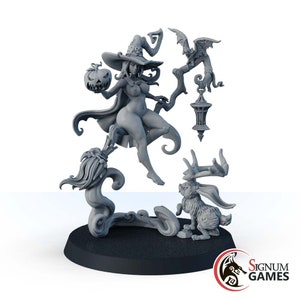 Wizard DND miniature, Serena The Seductive With Pumpkin Fantasy Miniatures, Female Witch Miniature, Female Human Warlock D&D Resin Miniature
