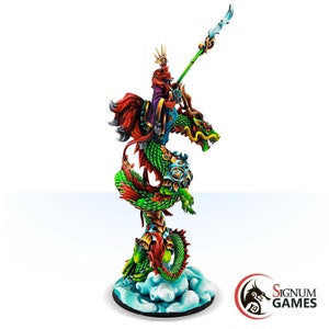 Kitsune Warrior Dragon, 32mm 28mm Fantasy Mini, Kitsune Clan Miniature, Avatar of Inari Goddess of Prosperity, 3D TableTop RPG Miniature
