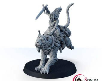 Ranger Rider Warlord Warrior, Anita, The Big Paw, Tabletop RPG DnD Character, 32mm 28mm Scale 3d Printed Painted Miniature