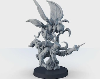 Spawn of Plague with a Giant Mosquito Grimdark miniature, Skimrish 3D printed wargame character scifi mini figure