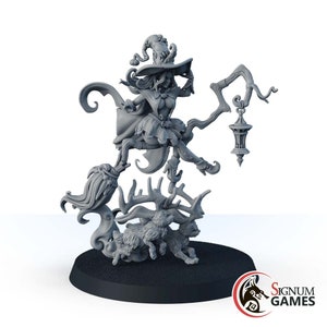 Wizard Painted Miniature, Female Human Warlock, Unpainted Charming Miniature, Cruella, the Young Witch for modern tabletop games