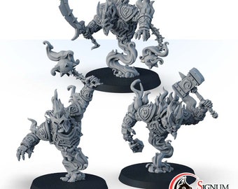 Firestorm Elementals set fantasy miniatures, Miniature Magic Fire Elemental Mini Great Gift Idea DnD Mini Monster Fire Elementals Miniatures