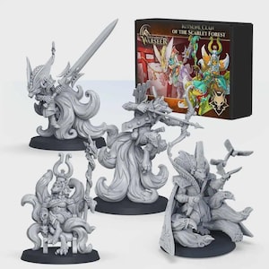 Fantasy Miniatures Dungeons and Dragons Mini Legends of Signum Starter Box “Kitsune Clan of the Scarlet Forest”, DnD RPG Tabletop Miniature