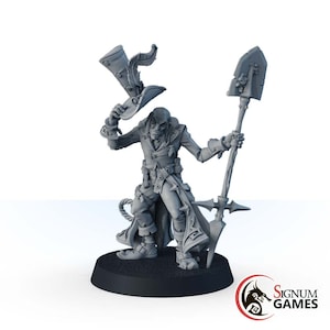 Gravedigger with Reverence 3D Printed Resin Undertaker 32mm War Gaming, Creepy Gravedigger Miniature, Tabletop Games Fantasy Miniatures
