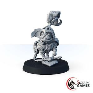 DND miniature Poppy the Loud Howl, Pug Beast Fighter Paladin Pet Gladiator Dog 32, 28 mm 3D printed, tabletop RPG Dungeons & Dragons game
