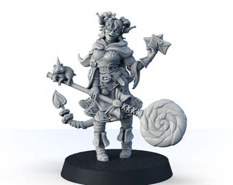 Demonblood clericDND miniature, fantasy priest TTRPG mini character, tabletop warlock figure, 3d printed caster