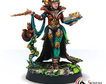 Lady Fay Hexe bemalte Miniatur, die Sommerwald Zauberin, Mensch Magierin Hexenmeister Magier, 32 mm 28 mm Skala, Tabletop DnD RPG