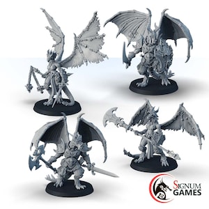 Draconid Warriors set, Fighters Knights Characters Miniatures, 32mm 28mm 3D Printed Minis, Tabletop RPG Wargame Dingeons and Dragons