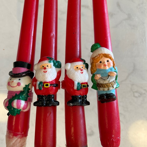 Vintage Christmas Avon Taper Candles, Set of 4 Novelty candles  3 Unlit,Previously owned in An Avon Box Very Good Condition