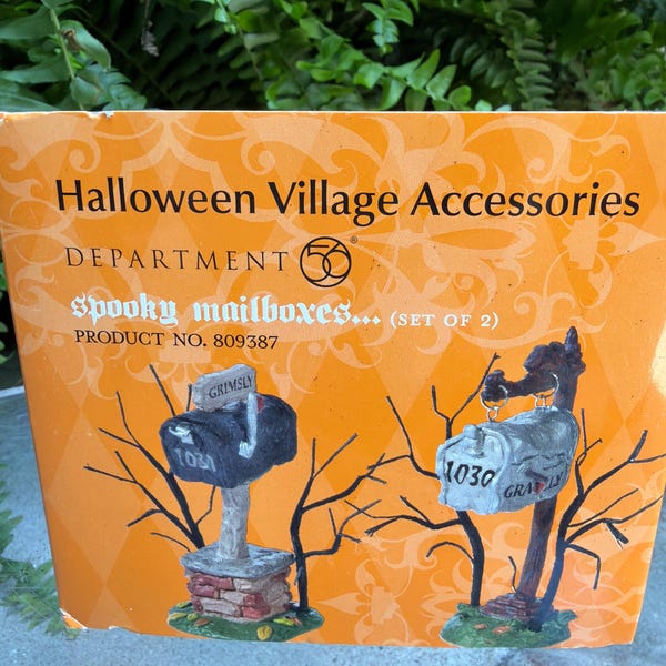 Department 56 Buzones de Halloween "Espeluznantes" (juego de 2) #809387 Accesorios Village Dept. 56 Caja original Decoración de Halloween Pintada a mano