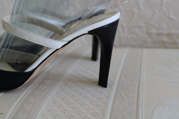 Vintage Kate Spade Black and White Open Heeled Pu… - image 3